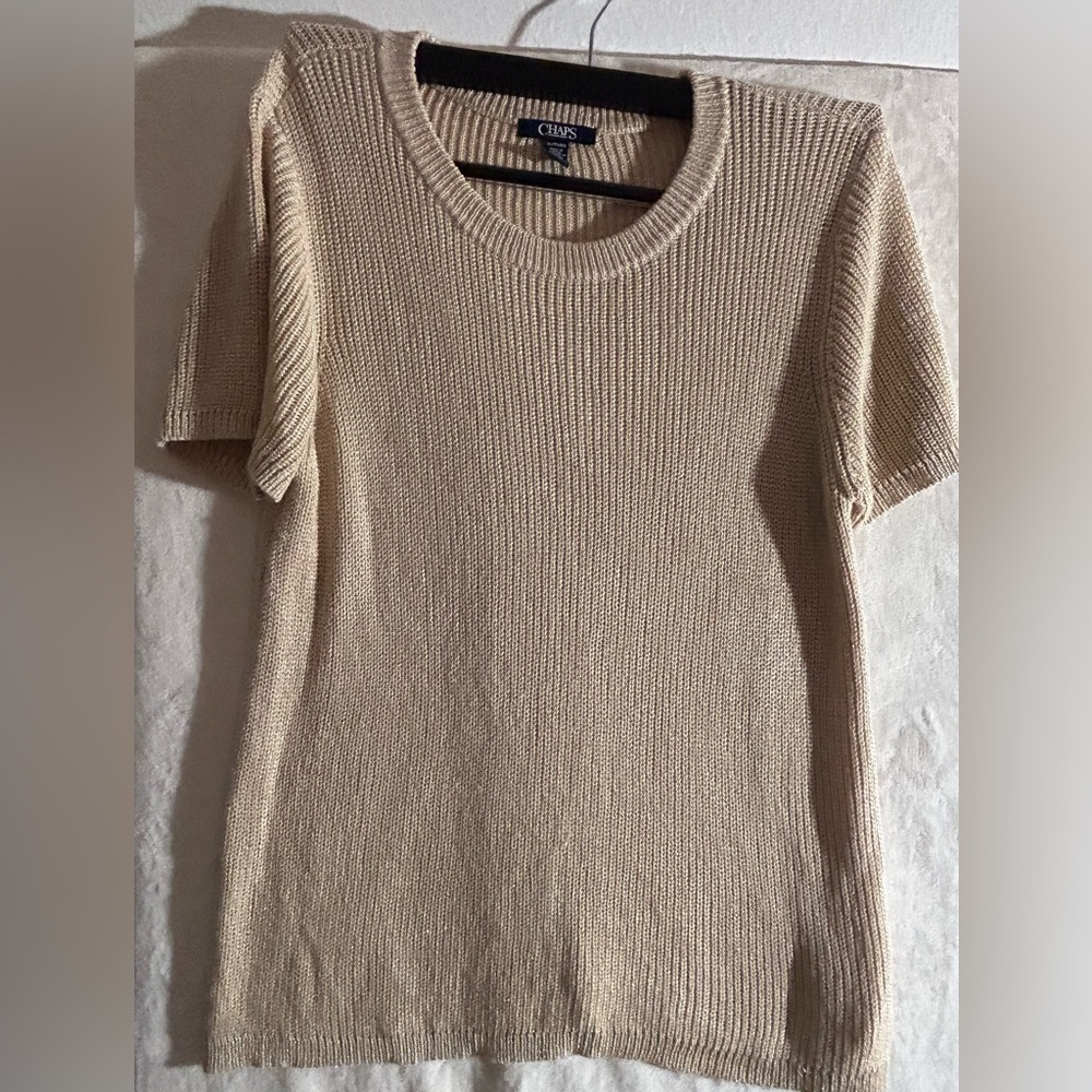 CHAPS|Short sleeve pullover sweater| Gold| Size XL